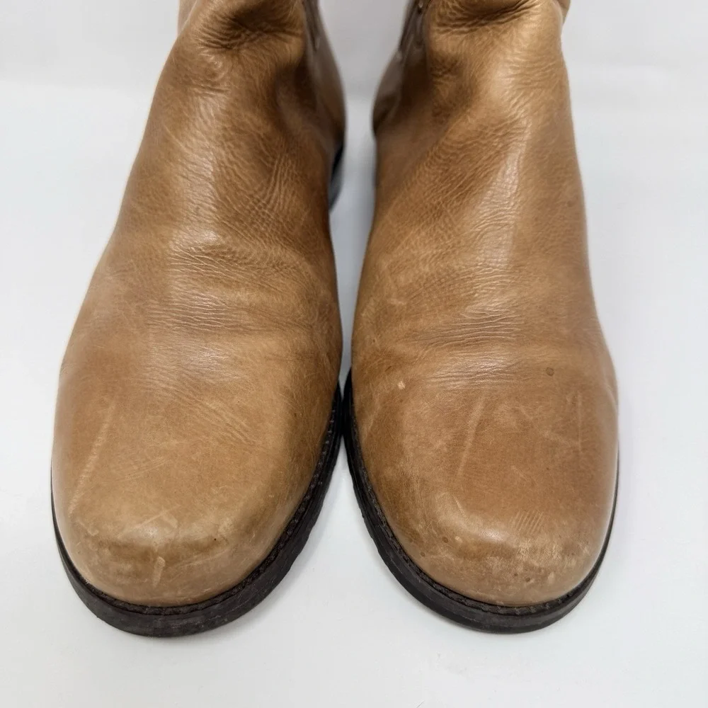 Stuart Weitzman Tall Riding Boots Womens 9.5M Tan Leather Stretch Knee High